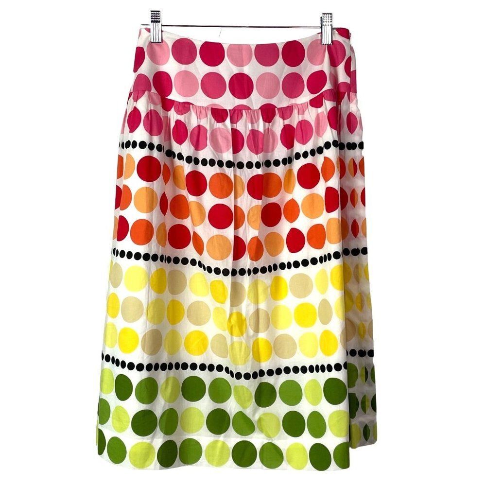 Talbots Skirt Rainbow Polka Dots 90s Vintage Pleated Knee Length Size 8 M